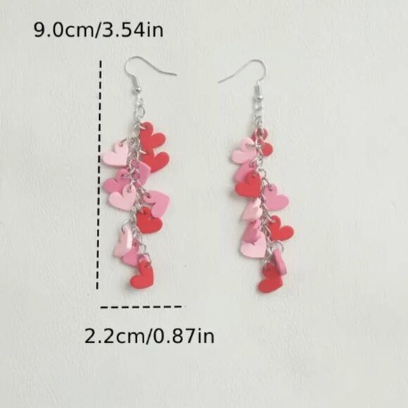 Heart Confetti Dangle earrings - New - perfect for Valentine’s Day - Picture 3 of 3